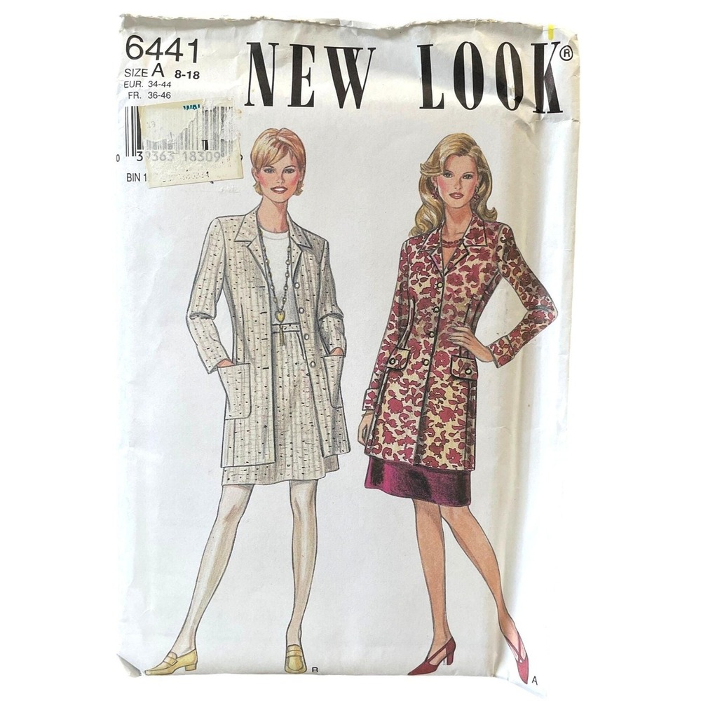 New Look 6441 Sewing Pattern Womens 8-18 White Jacket Skirt Uncut